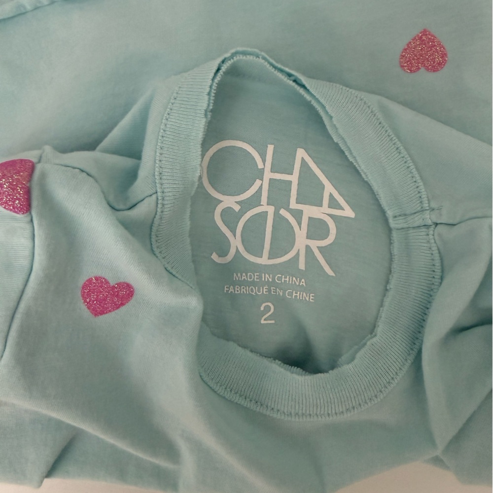 Chaser Girls Short Sleeve Hearts Shirttail Crew Neck Tee 2 or 3 - Picture 6 of 7